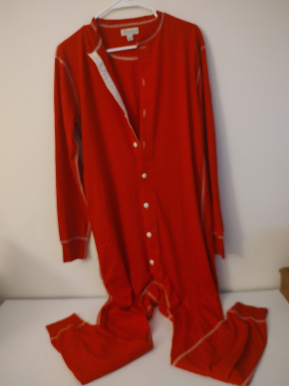 J. Crew Red Men's Button-Front Long Sleeve Onesie Pajamas